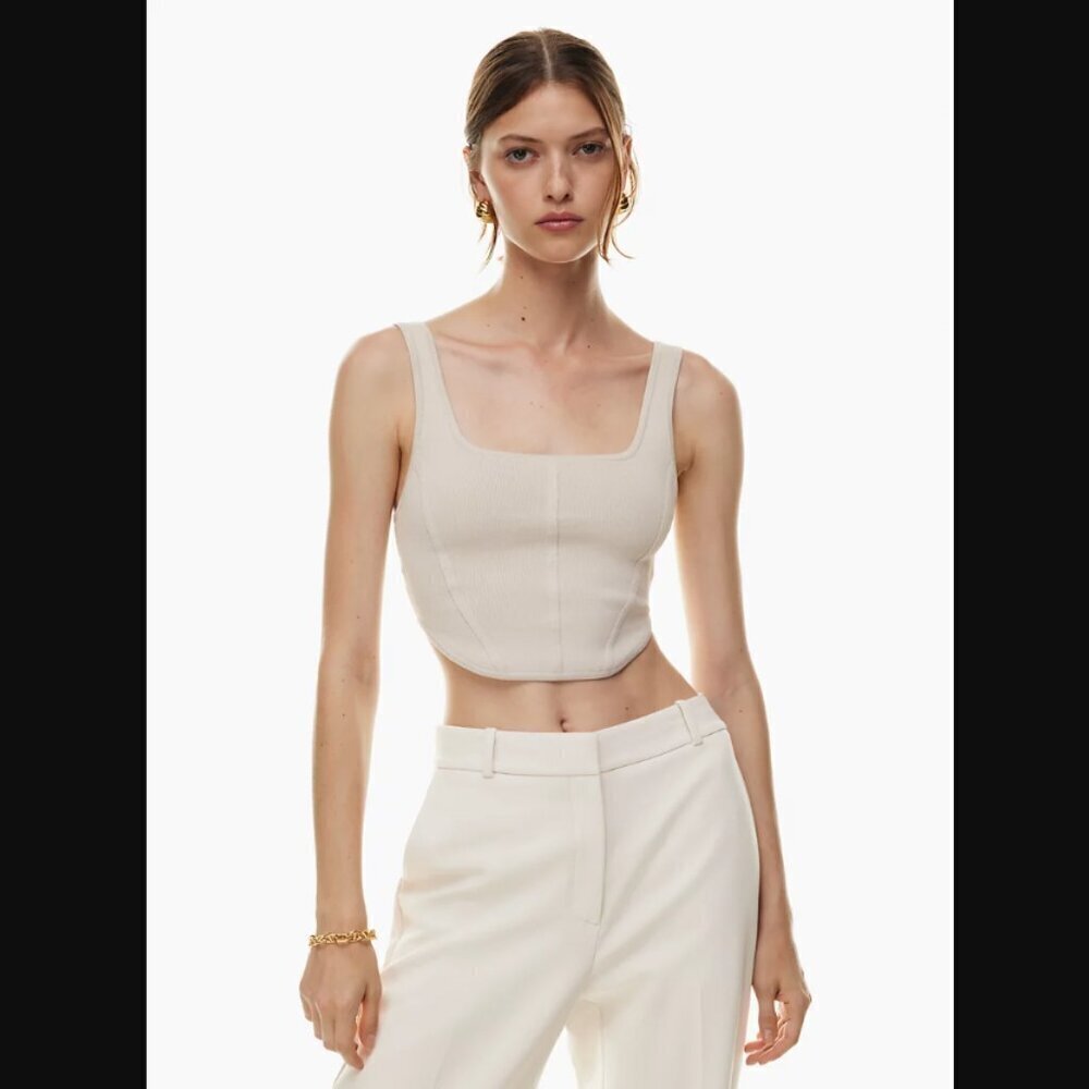 NWOT Aritzia Babaton Sculpt Knit Bustier Tank - Matte Pearl